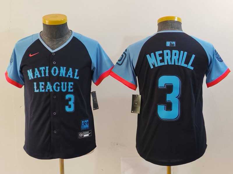 Youth San Diego Padres #3 Jackson Merrill Number Navy 2024 All Star Limited Stitched Jersey,We sell and wholesale Youth San Diego Padres #3 Jackson Merrill Number Navy 2024 All Star Limited Stitched Jersey on line form chian!